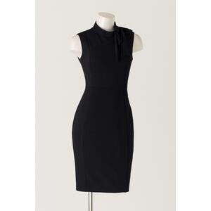 Calvin Klein Black Sleeveless Sheath Dress with Bow Detail Size 8